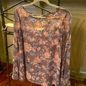 Sheer long sleeve womens top